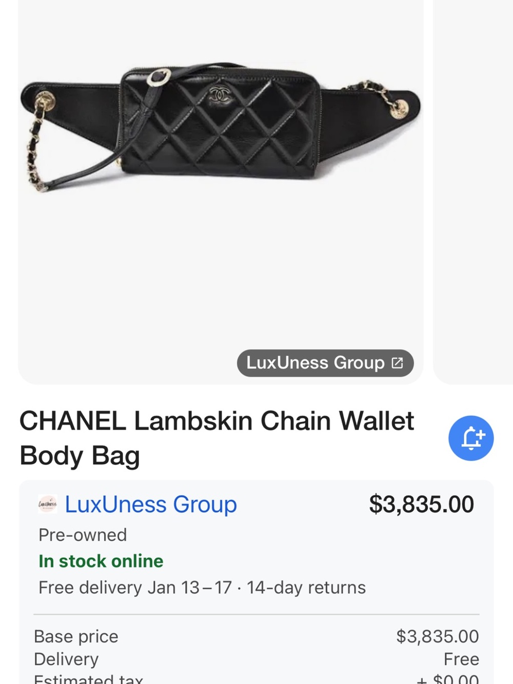 CHANEL Lambskin Chain Wallet
Body Bag